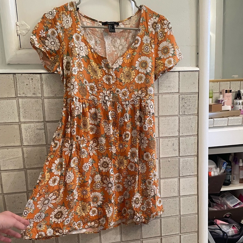 Groovy orange babydoll dress